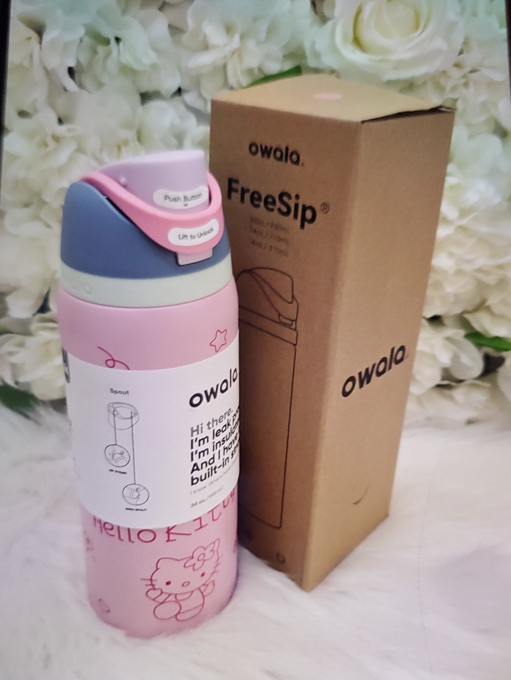 Pink Hello Kitty Insulated  Bottle with Straw